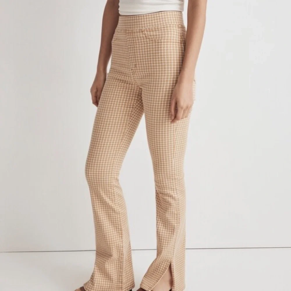 Madewell Pull-On Skinny Flare Jeans in Mini Check - Picture 2 of 5